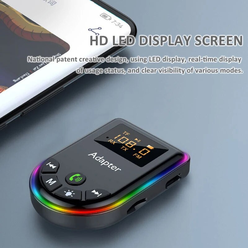 Πομπός Bluetooth 5.3 Δέκτης LED Οθόνη TF Card Play Ασύρματος προσαρμογέας ήχου AUX HIFI RCA 3,5 mm για ακουστικά τηλεόρασης υπολογιστή αυτοκινήτου