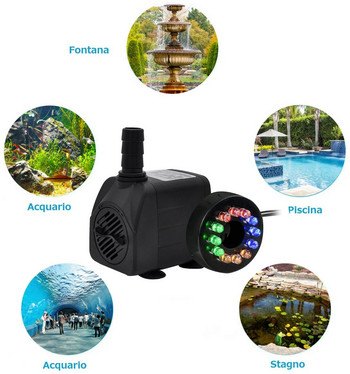 Mini Water Pump with 12 Light for Fish Tank Aquarium Submersible Water Pump Ultra Quiet Pump Fountain Water #W0