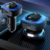 Auto FM-saatja Starry Atmosphere Light Bluetooth 5.3 Audio MP3-mängija Type-C USB-porti laadija vabakäekõne autokomplekt
