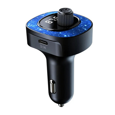 Auto FM-saatja Starry Atmosphere Light Bluetooth 5.3 Audio MP3-mängija Type-C USB-porti laadija vabakäekõne autokomplekt