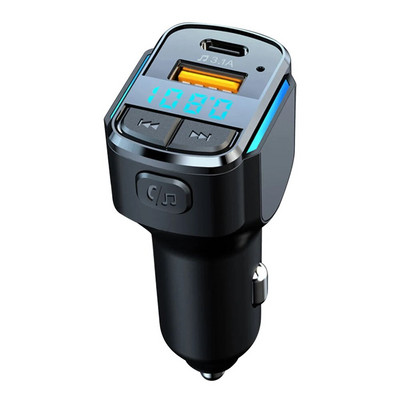 Bluetooth 5.0 Φορτιστής αυτοκινήτου Γρήγορη φόρτιση USB Τύπος C Φορτιστής τηλεφώνου αυτοκινήτου Πομπός FM Handsfree Αναπτήρας τσιγάρων MP3 Αναπαραγωγή μουσικής