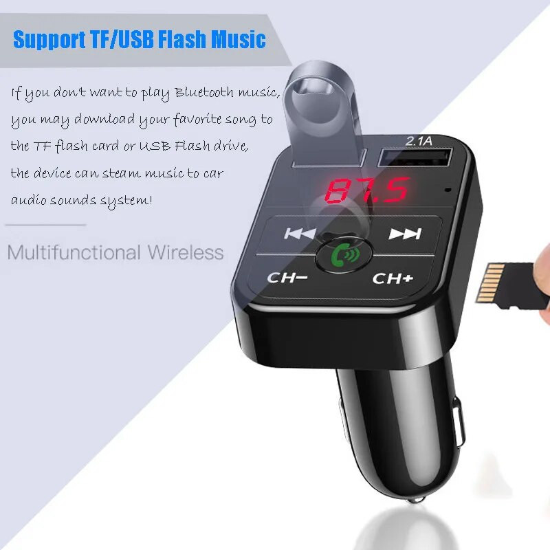 B2 auto MP3 Bluetooth atskaņotājs brīvroku zvans FM kartes ievietošanas iekārta USB Bluetooth auto uzlāde B2 auto MP3