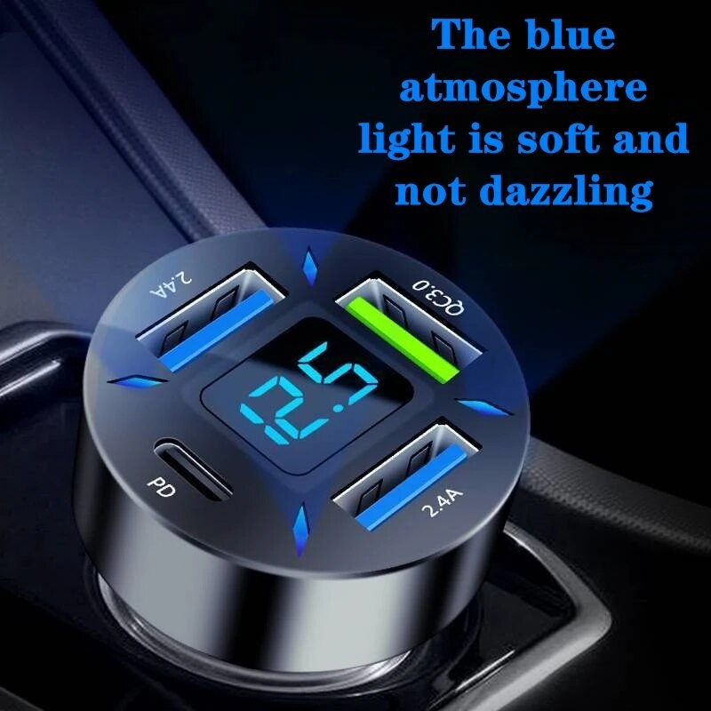 Încărcător auto USB super rapid cu 4 porturi pentru iPhone 14 Pro Max 13 12 11 Oneplus Huawei OPPO Samsung Xiaomi 66W Adaptor de încărcare rapidă