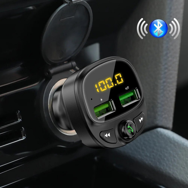 Automašīnas lādētājs FM raidītājs Bluetooth Audio Dual USB auto MP3 atskaņotājs Autoradio brīvroku lādētājs Ātrais lādētājs Auto piederumi