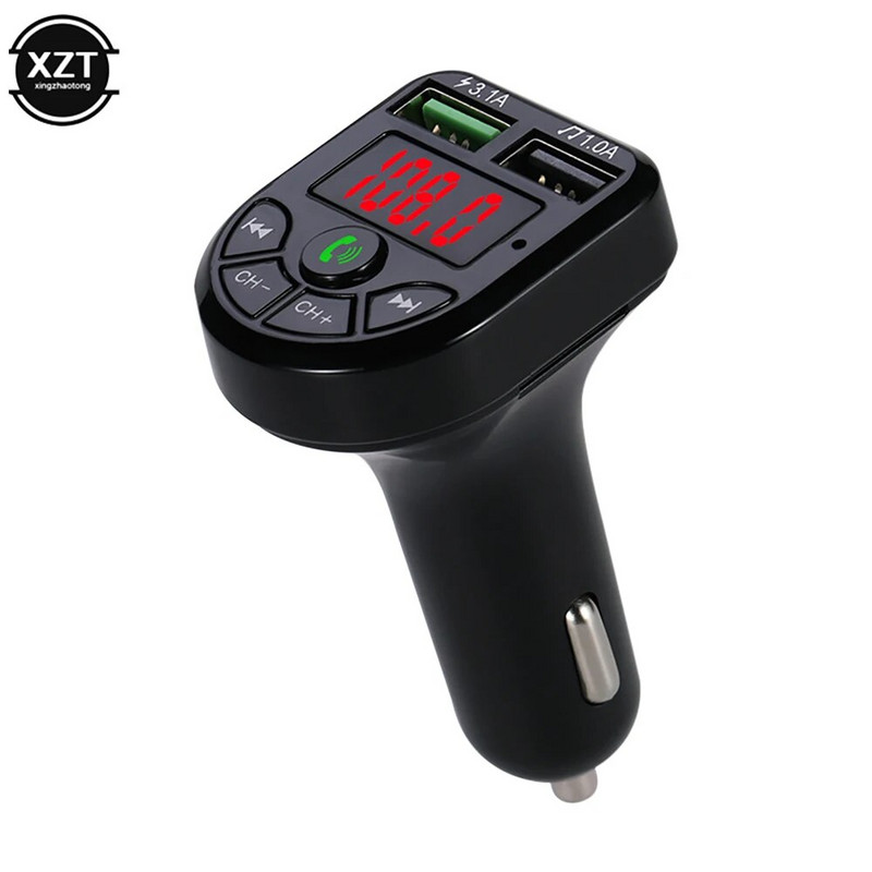 Új LED FM adó Bluetooth-kompatibilis 5.0 autós készlet Dual USB autós töltő 3.1A 1A 2 USB MP3 zenelejátszó támogatja a TF/U lemezt