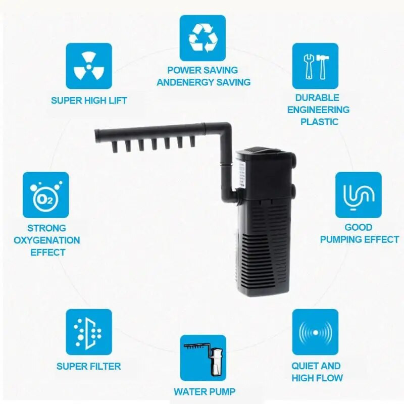 3in1 akvaariumi kalapaagi veepumba sisemine puhasti filter hapnikulaine pistik