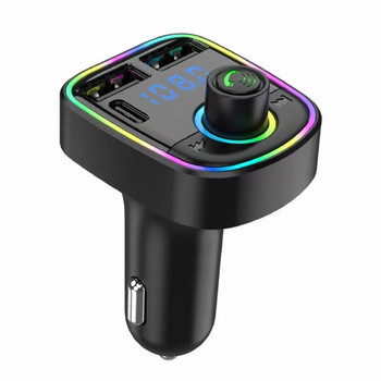 Bluetooth για ηλεκτρικές συσκευές αυτοκινήτου 5.0 Πομπός FM Γρήγορος φορτιστής Πολύχρωμο φως MP3 Modulator Player Αξεσουάρ αυτοκινήτου