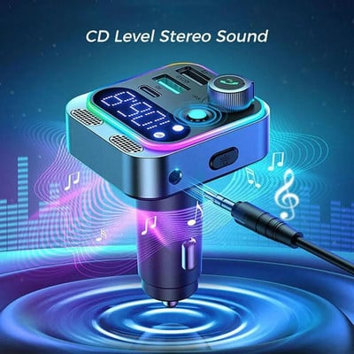 2023 Bluetooth 5.0 FM Transmitter For Car FM/AUX Bluetooth Car Adapter Car Charger Bass Boost 3 Ports Charger Bluetooth Adapter