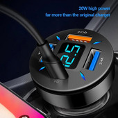 Autolaadija kiirlaadimise sigaretisüütaja adapter 4 pordiga USB A USB C kiirlaadimistelefoni laadija iPhone Xiaomi jaoks