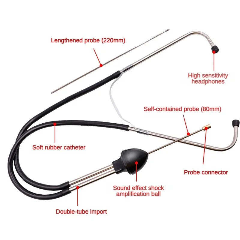 1 gab. Automašīnas cilindru stetoskops, mehānika Stetoskops automašīnas dzinēja bloka diagnostikas automobiļu dzinēja dzirdes rīks automašīnas noteikšanai