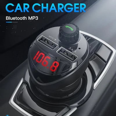 Automašīnas bezvadu FM raidītājs Auto audio MP3 atskaņotājs ar Bluetooth saderīgs 4.2 Ātrās uzlādes audio MP3 atskaņotājs mūzikas brīvroku automašīnas komplekts
