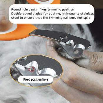Професионална ножица за нокти за кучета Ергономична противоплъзгаща двойна кръгла дупка за изрязване за котки и кучета Резачка за нокти Инструменти за подстригване на котки
