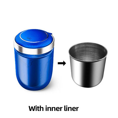 Automašīnas cigarešu pelnu trauka krūze ar vāku ar LED gaismu pārnēsājamu noņemamu transportlīdzekļa pelnu trauka turētāju cigarešu pelnu trauka iekšējās daļas