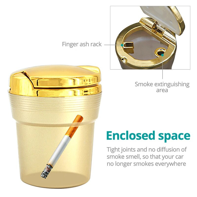 Universāls automašīnas pelnu trauks ar LED gaismām ar vāku Radoša personība, pārklāta automašīna Automašīnas iekšpuse Daudzfunkciju auto piederumi Jauns