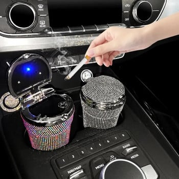 Τασάκι αυτοκινήτου Φορητό τσιγάρο Bling χωρίς καπνό με φωτεινή ένδειξη LED Αξεσουάρ αυτοκινήτου για γυναίκες재떨이
