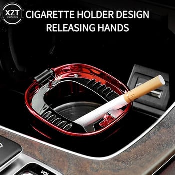 Автоматичен пепелник за кола Преносим автоматичен многофункционален пепелник с отворен капак с един бутон LED дим пепелник за кола Пепел за цигари