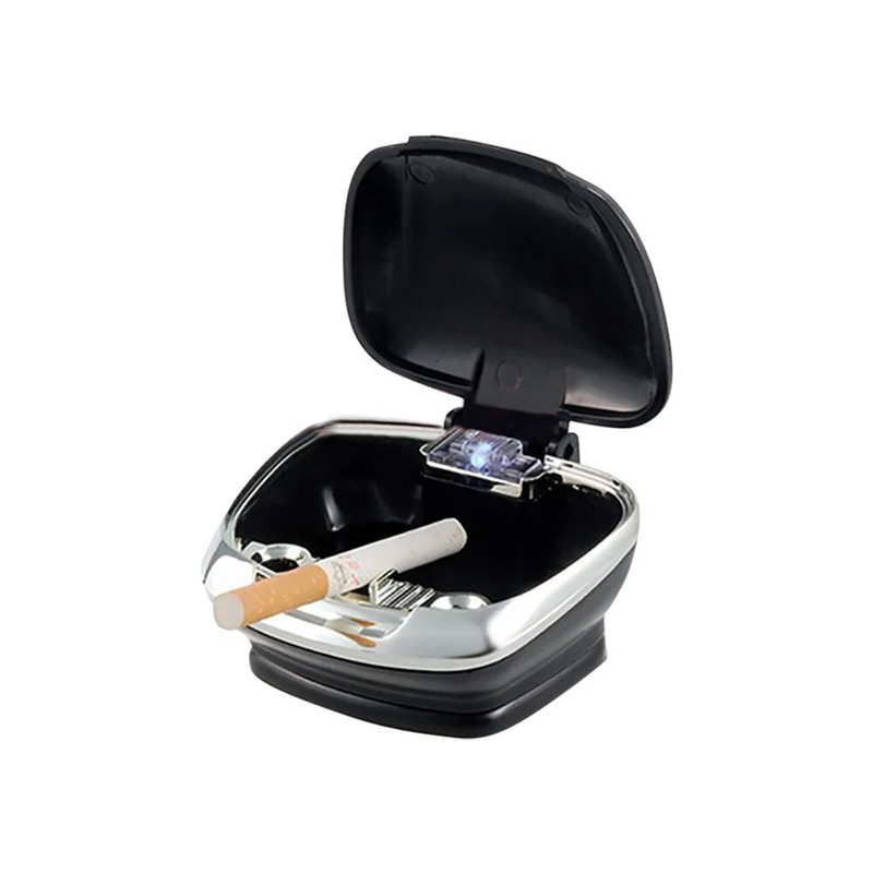 Auto pelnu trauks ar LED gaismām Portatīvie LED dūmi Auto pelnu cigarešu pelnu trauks Daudzfunkcionāls personības radošs pelnu trauks