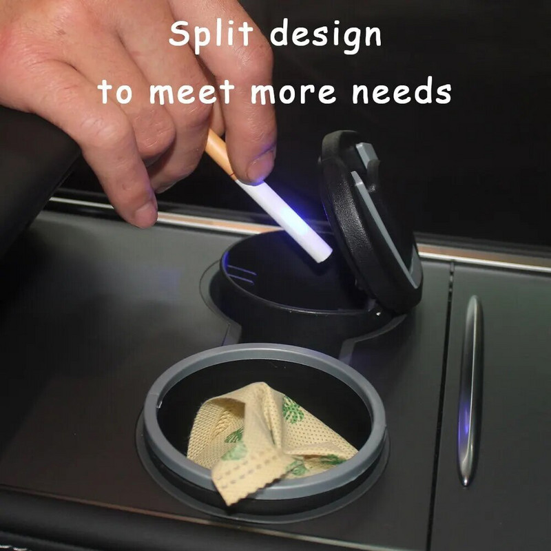 1PC pārnēsājams LED dūmu automašīnas pelnu trauks cigarešu pelnu turētājs Creative Cup automātiskais gaismas indikators pelnu trauka automašīnas glāžu turētāja piederums