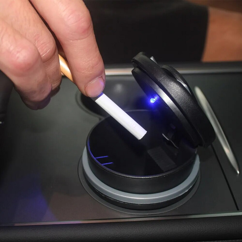 1PC pārnēsājams LED dūmu automašīnas pelnu trauks cigarešu pelnu turētājs Creative Cup automātiskais gaismas indikators pelnu trauka automašīnas glāžu turētāja piederums