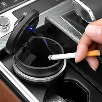 1PCS Преносим LED дим Пепелник за кола Пепел от цигари Подържа чаша Автоматичен светлинен индикатор Пепелник Поставка за чаша за кола