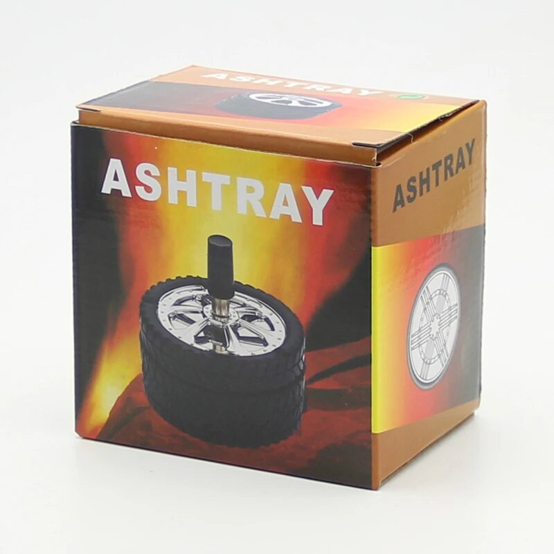 Automašīnas radošā riepu rumbas rotācijas stils moderns pelnu trauks sakausējums apaļš bezdūmu presē uz augšu pelnu trauks