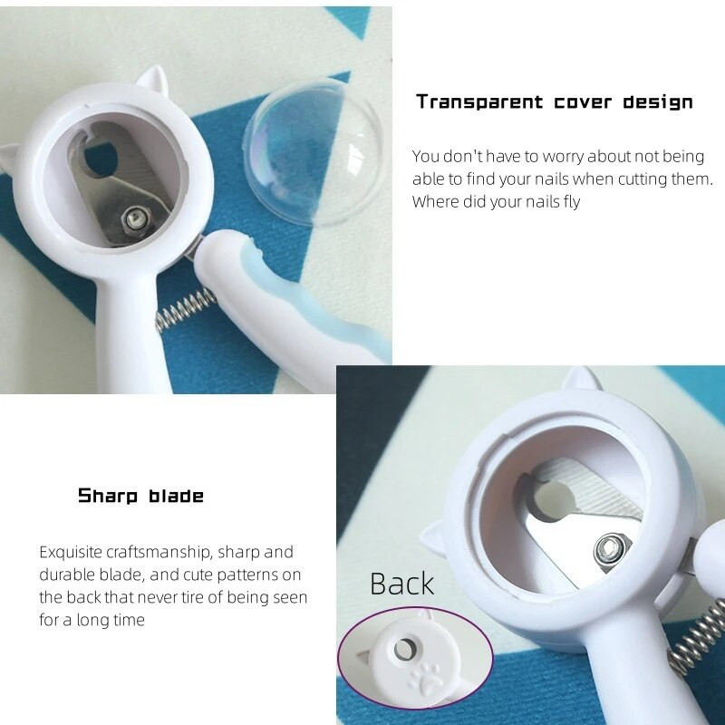 Mājdzīvnieku nagu šķēru komplekts Profesionāls mājdzīvnieku nagu griezējs nerūsējošā tērauda suņu kaķu nagu griezējs ar vāku Ērti suņu aksesuāri