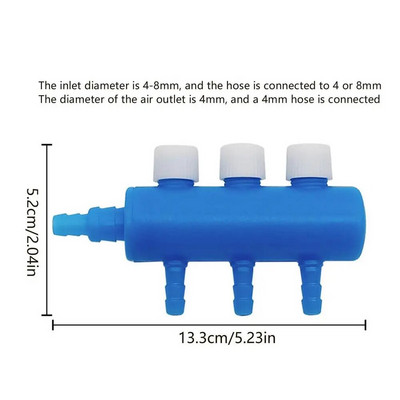Zivju tvertnes gaisa sūkņa sadalītāja vārsta akvārija gaisa plūsmas vadības sviras vārsta sadalītāja sadalītāja gaisa līnijas caurules savienotāju piederumi