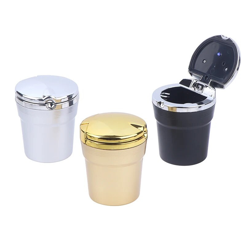 1GB Automašīnas LED pelnu trauks Atkritumu monētu glabāšanas krūzes konteiners Cigāru pelnu trauks Automašīnas stila universāla izmēra pelnu trauki