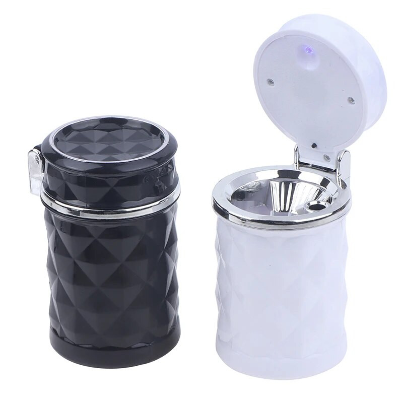 1GB Automašīnas LED pelnu trauks Atkritumu monētu glabāšanas krūzes konteiners Cigāru pelnu trauks Automašīnas stila universāla izmēra pelnu trauki