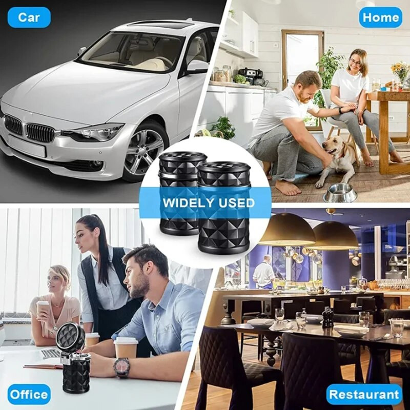 Univerzalna pepeljara za automobil s LED svjetlom Prijenosna pepeljara Aluminijska čaša Automatska pepeljara Plamen Auto Kutija za držač cilindra za cigarete