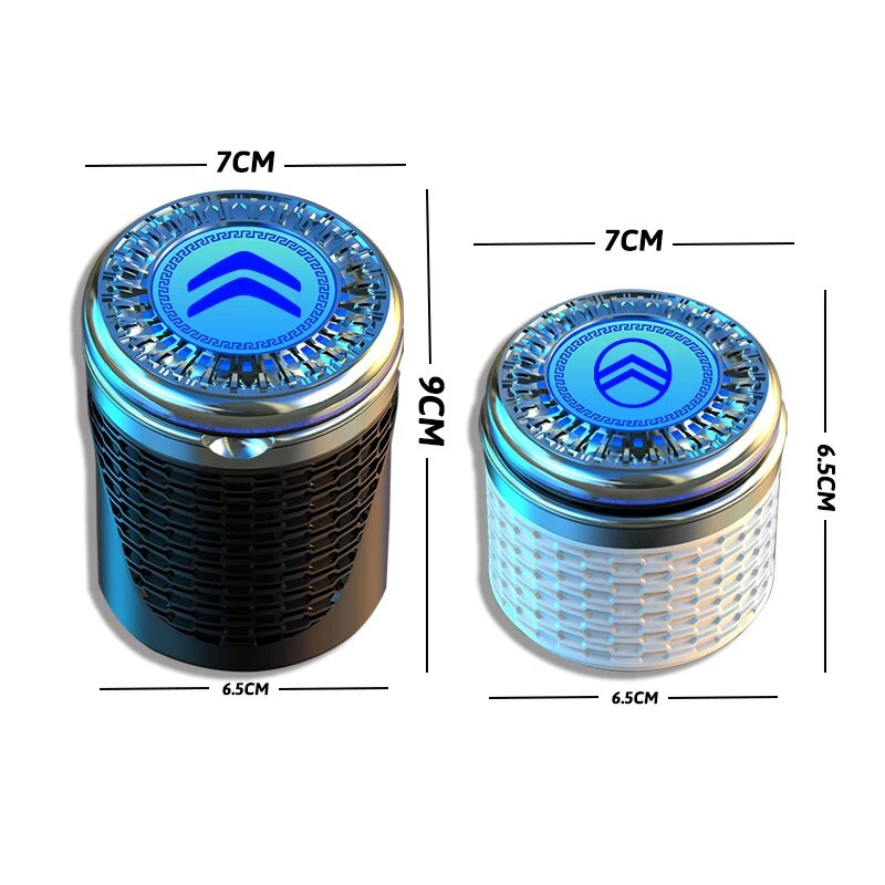 Εσωτερικό αυτοκινήτου Φορητή Φωτεινή μεταλλική επένδυση Τασάκι ποτηροθήκη για Citroen Celysee C6 C3 C5 C1 C2 C4 Aircross Picasso Cactus