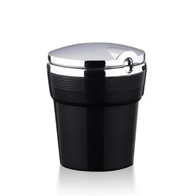 Universāls automašīnas pelnu trauks ar LED gaismām ar vāku Radoša personība, pārklāta automašīna automašīnas iekšpusē. Daudzfunkciju automašīnas pelnu trauks