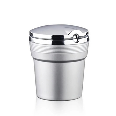 Universāls automašīnas pelnu trauks ar LED gaismām ar vāku Radoša personība, pārklāta automašīna automašīnas iekšpusē. Daudzfunkciju automašīnas pelnu trauks