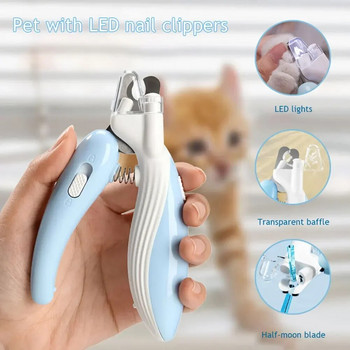 Ελαφρύ LED Νυχοκόπτη για σκύλους γάτας Επαγγελματικό κουρευτικό για νύχια για κατοικίδια με κλειδαριά ασφαλείας Puppy Kitten Animals Care Grooming Tool Kit