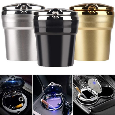 Car Ashtray Car Garbag Can with Led Light with Cover Creative Personality Covered Car Inside The Car Multi-function Car Supplie