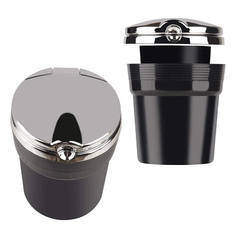 Auto tuhaalus auto prügikast koos kaanega LED-tulega Loominguline isikupära kaetud auto auto sees Multifunktsionaalne autovarustus