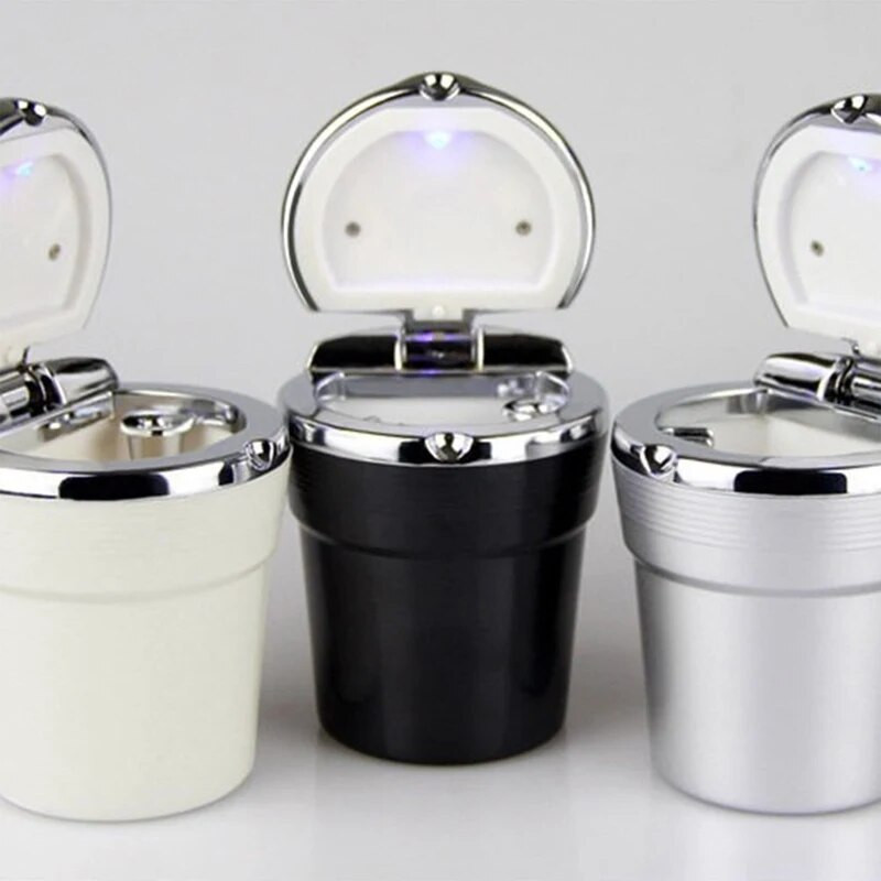 Auto tuhaalus auto prügikast koos kaanega LED-tulega Loominguline isikupära kaetud auto auto sees Multifunktsionaalne autovarustus