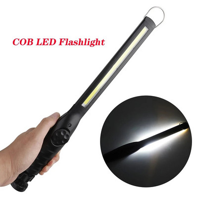 COB LED Flashlight Magnetic Work Light Torch Hook USB Rechargeable Touchable Portable Inspection Light Camping Car Repair Lamp