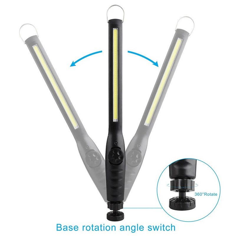 COB LED žibintuvėlis Magnetinis darbinis žibintas kabliukas USB įkraunamas liečiamas nešiojamas apžiūros žibintas kempingo automobilio remonto lempa