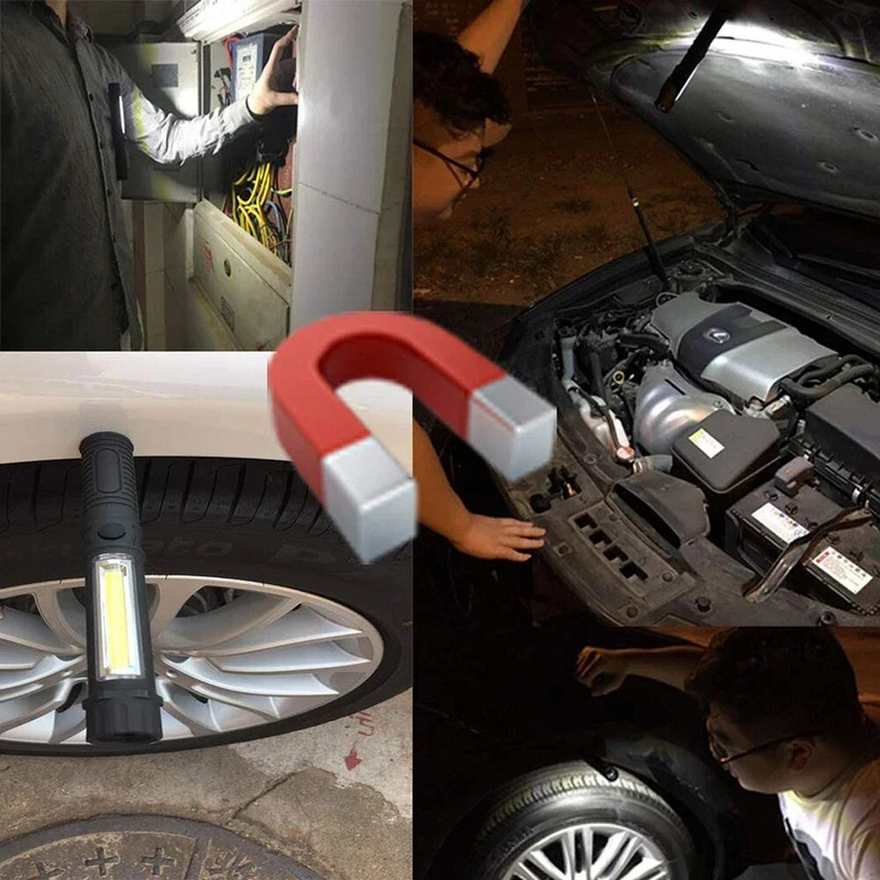 6000 liumenų COB LED darbinis žibintuvėlis, magnetinis pagrindas ir spaustukas, daugiafunkcinis kišeninis rašiklio apšvietimas, apžiūros darbo žibintas automobilio remonto įrankis