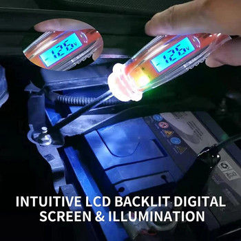 Δοκιμαστής κυκλωμάτων αυτοκινήτου 3-60V, ψηφιακός ελεγκτής φωτός με βολτόμετρο βαρέως τύπου δοκιμαστικό φως αυτοκινήτου με οθόνη οπίσθιου φωτισμού LCD