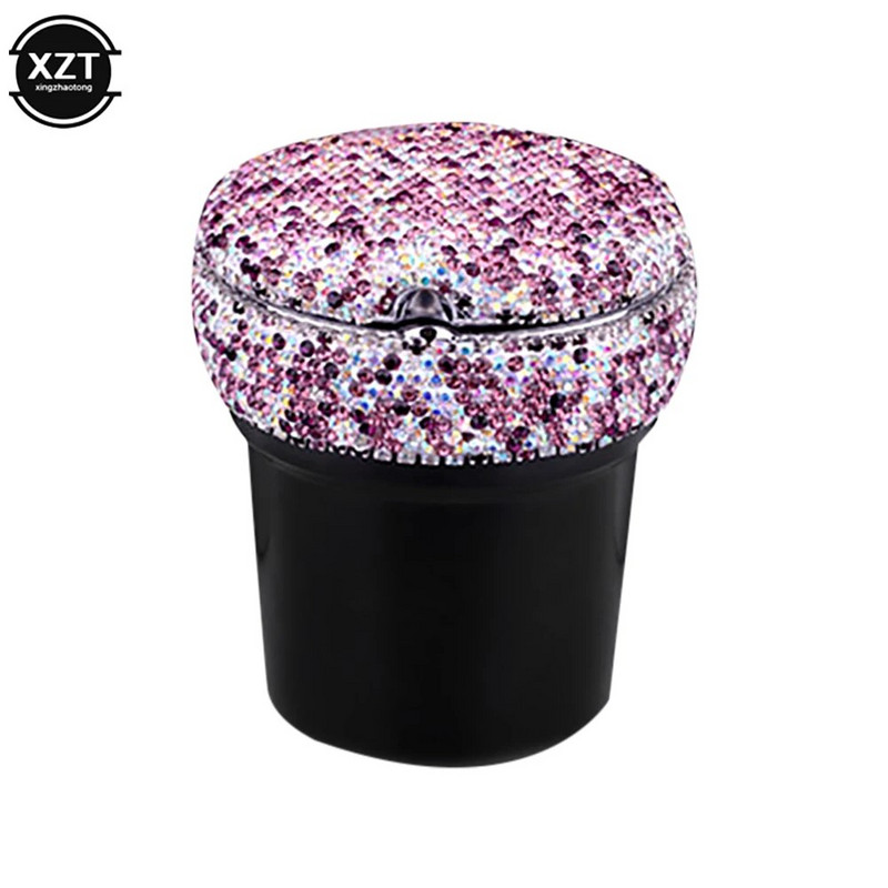Daudzfunkcionāls Luminous Rhinestones auto pelnu trauka dūmu krūzes turētājs ar LED gaismu
