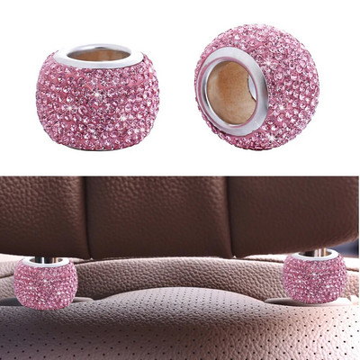 Universal Crystal Rhinestone Car Seat Headrest Ring Collars Decor Charms Diamond Bling Car Interior Accessories For Women Girls