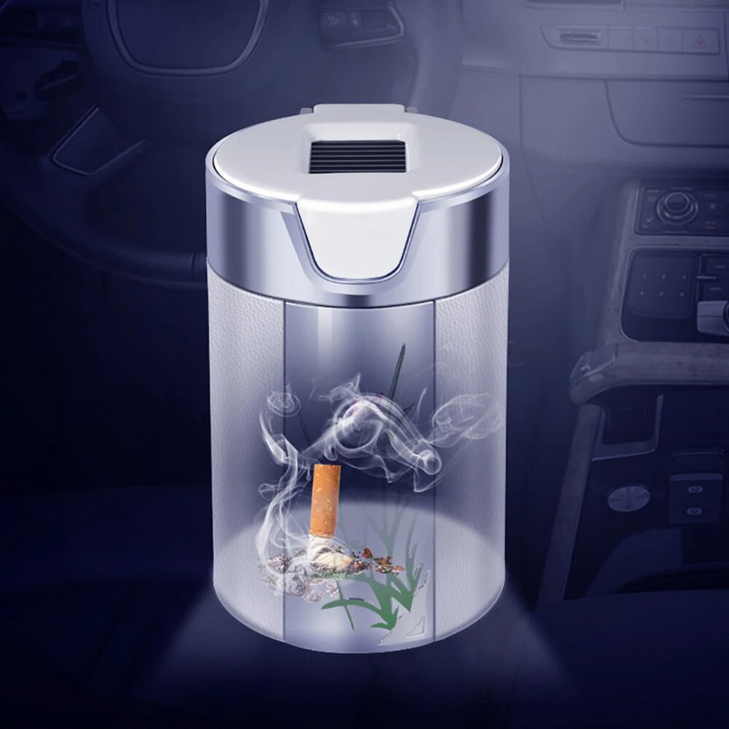 Automašīnu saules trauks, oglekļa šķiedras pelnu trauks ar LED gaismām, orhideju automašīnu pelnu trauks, pārnēsājams bezdūmu auto pelnu trauks.