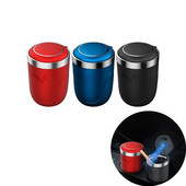 Automašīnas pelnu trauks ar LED Light Push Type auto transportlīdzekļa cigarešu pelnu trauka turētāja dekoru ar nerūsējošā tērauda starpliku