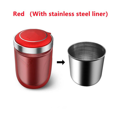 Automašīnas pelnu trauks ar LED Light Push Type auto transportlīdzekļa cigarešu pelnu trauka turētāja dekoru ar nerūsējošā tērauda starpliku