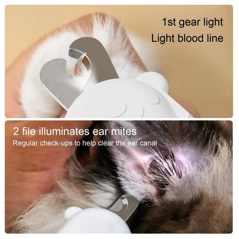 Kassiküünelõikur küülikulõikuri küülikulõikur Premium LED-valgustusega lemmikloomade küünekäärid roostevabast terasest teraga ergonoomiline käepide, mis sobib ideaalselt koertele