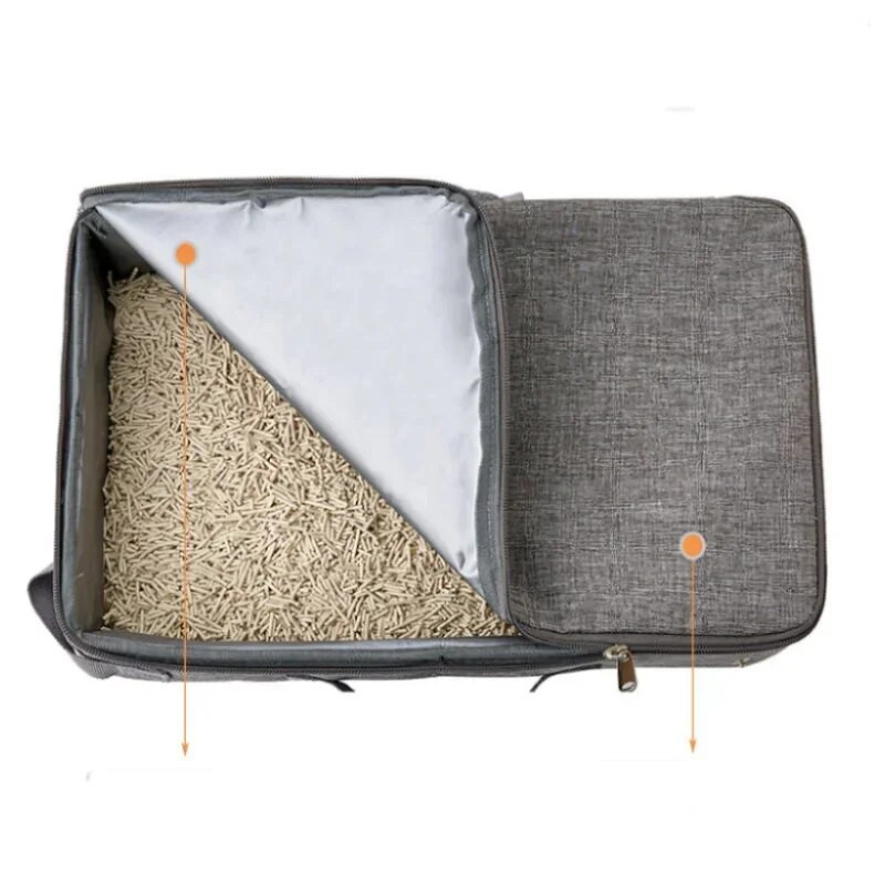 Sklopiva putna kutija za mačji pijesak s poklopcem Sklopiva kutija za mačji pijesak s poklopcem na patentni zatvarač Vodootporna PP ploča od Oxford tkanine, prijenosna ZD01