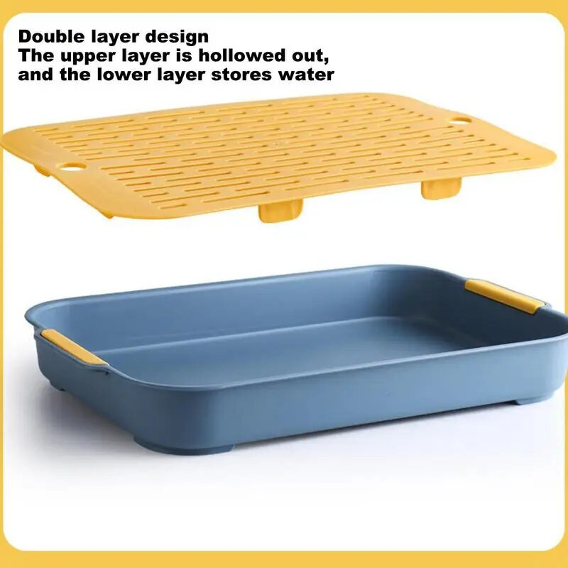 Nurgas prügialus Pritsmevastane Kass WC Lemmikloomade liivakasti alus Voodipann Väikesed loomad Varud Lemmiklooma tualettpoti kandik drenaažiga