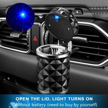Τασάκι αυτοκινήτου με φως LED Rhinestone Φορητό σταχτοδοχείο Universal θήκη κυλίνδρου τσιγάρου Τασάκι Εσωτερικό φως αυτοκινήτου